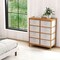 Bedroom 8-Drawer Storage Dresser with Foldable Fabric Bins and Wicker Frame